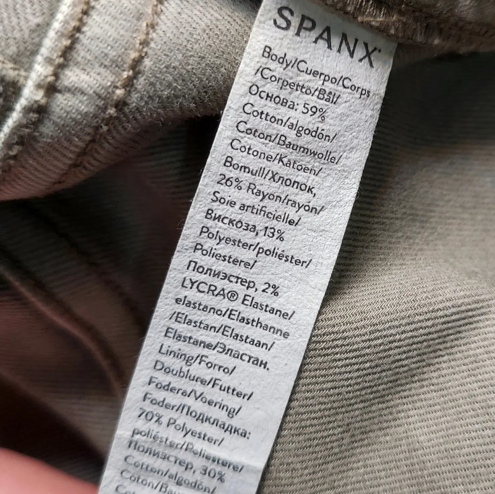 EUC Spanx Stretch Twill Straight Leg Pant Olive Oil Medium